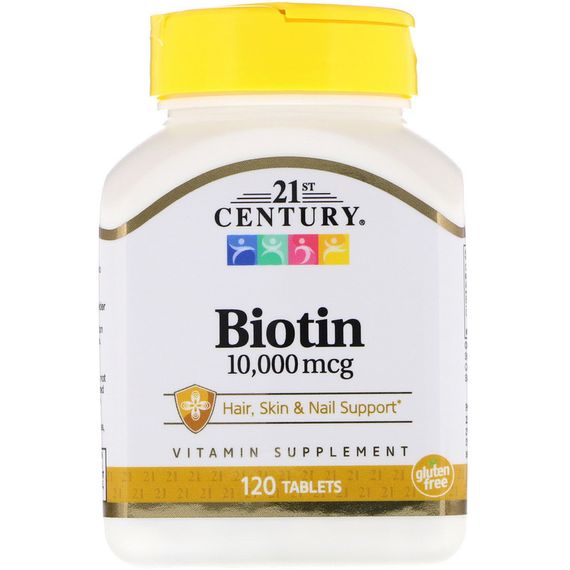 Біотин, Biotin, 21st Century, 10 000 мкг, 120 таб.