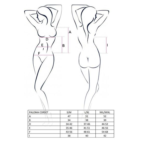 Корсет-сорочка з пажами PALOMA CORSET white XXL/XXXL- Passion, трусики, напівпрозорий | Зображення 2