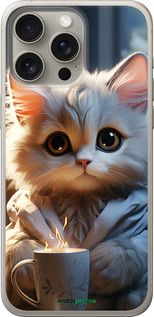 Чохол на iPhone 15 Pro Max Білий кіт "5646u-3098-2448"