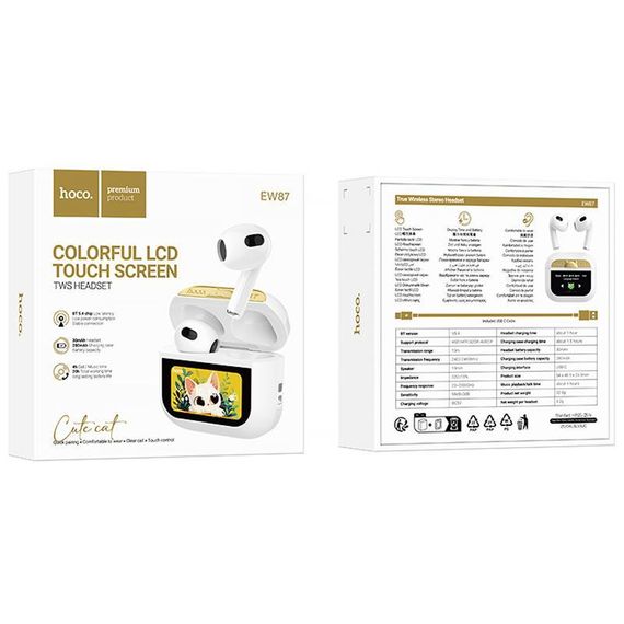 Беспроводные TWS наушники Hoco EW87 Gata White | Зображення 1