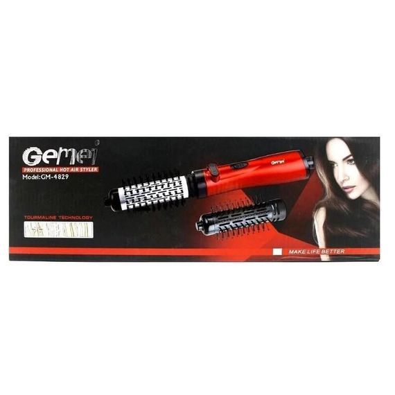 Фен щітка для сушіння волосся, що обертається Gemei GM-4829, Стайлер для укладання, браш повітряний, плойка гребінець | Зображення 6