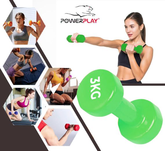 Гантелі вінілові PowerPlay 4125 Achilles 2*3 кг. Зелені (пара - 2шт.) | Зображення 7