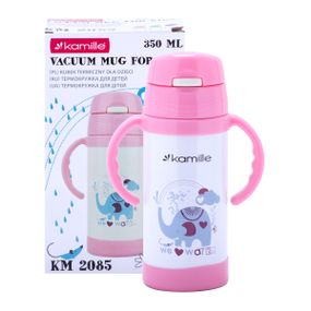 Термобутылка детская розовый 350ml из нержавеющей стали