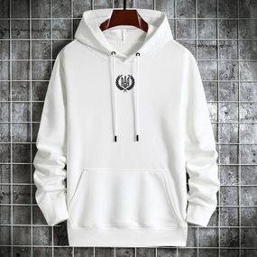 Мужской теплый худи на флисе с принтом Тризуб OC2233 цвет белый, размер L