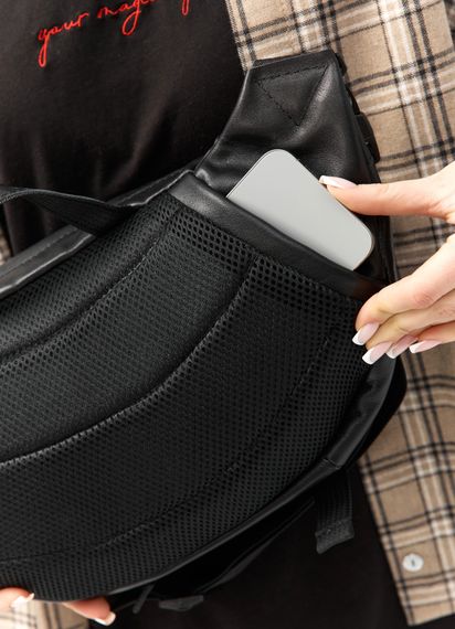 Велика жіноча поясна сумка бананка Sambag DynamicDart чорна 38 × 21 × 7 см (80411101) | Зображення 5