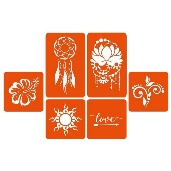 Набор цветной хны с трафаретами для био-тату №1 color-henna-set-01 | Зображення 3