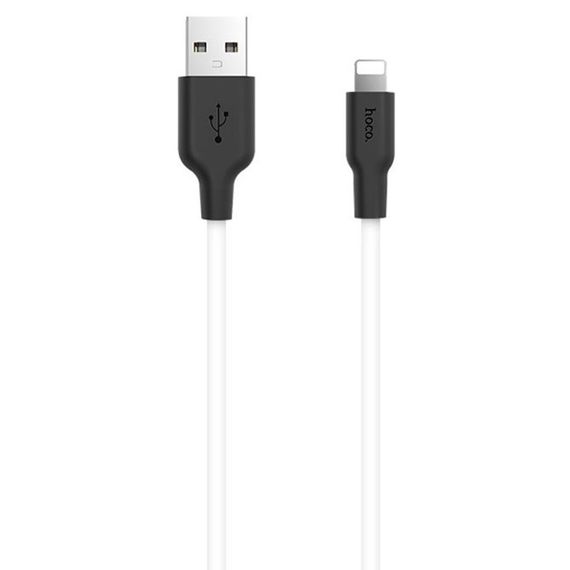 Дата кабель Hoco X21 Plus Silicone Lightning Cable (2m) black_white | Зображення 1