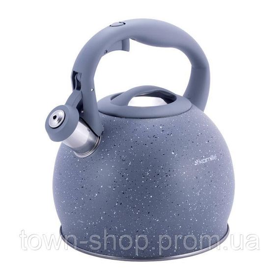 Чайник Kamille Whistling Kettle 3л из нержавеющей стали со свистком, серый мрамор KM-1074-GR