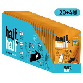 НАБІР Корм вологий Half&Half для стерилізованих котів з білою рибою та морквою в соусі 20+4 шт 85г.