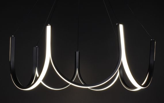 Люстра світлодіодна підвісна LED світильник для квартири на стелю лед 27775 Чорний 50-180х70х70 см. | Зображення 4