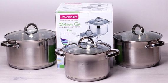 Набір 3 каструлі Kamille Mystery 2.5л, 3.8л, 6.5л зі скляними кришками | Зображення 4