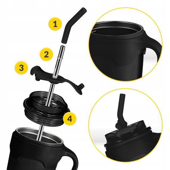 Термокухоль Mountain Goat зі соломинкою 0.65 л Black (P-5905973406123) | Зображення 3