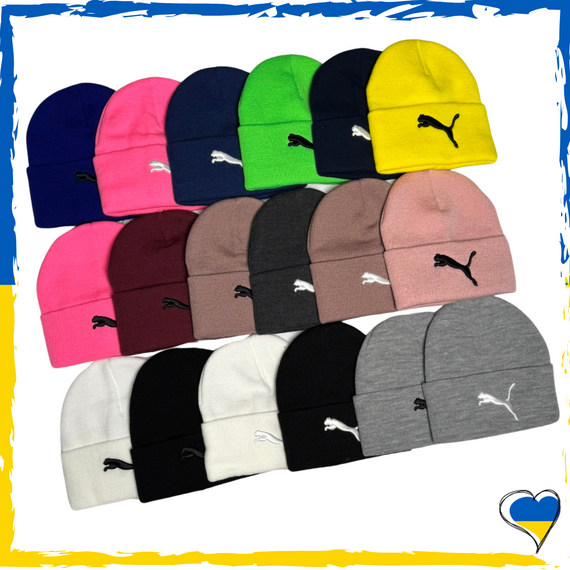 Шапка Puma на флісі брендова універсальна, Пума. Шапка чоловіча, жіноча, підліткова, дитяча