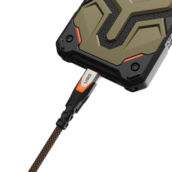 Дата кабель USB-C to USB-C 0.75m v3.2 240W Rugged double braided nylon black+orange UAG (9B4415114097) | Зображення 6