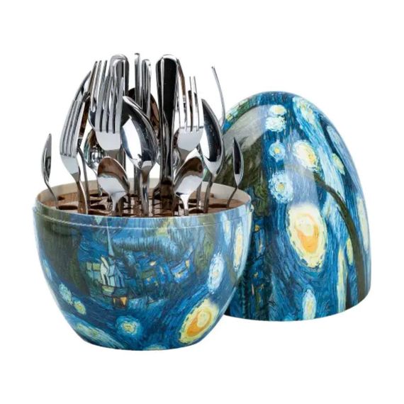 Набор столовых приборов на 6 персон из нержавеющей стали 24 штуки с подставкой Яйцо HP78813