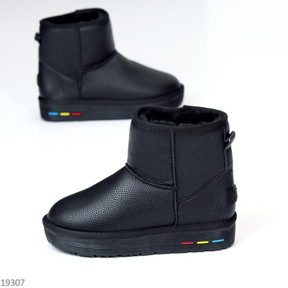 Молодежные черные низкие угги натуральная кожа флотар | Зображення 3