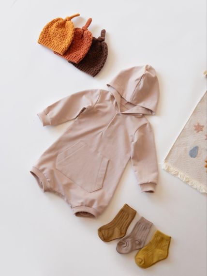 Боді світшот для малюка з капюшоном і кишенею, колір лате, 0–24 міс 74