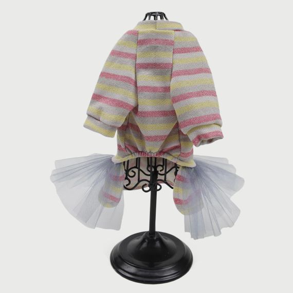 Сукня з люрексом смугаста рожева P-30 | Зображення 1