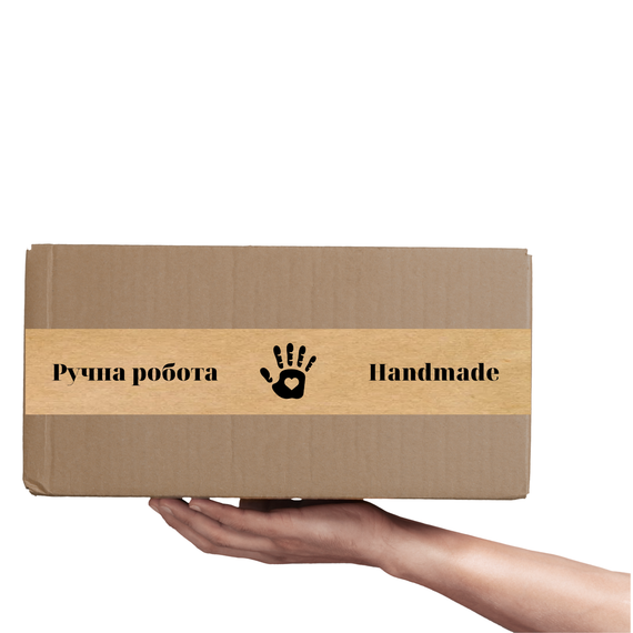 Скотч этикетка крафт "Ручна робота / Handmade", 50х294 мм (100 шт/рулон) с принтом, самоклеющаяся Viskom | Зображення 1
