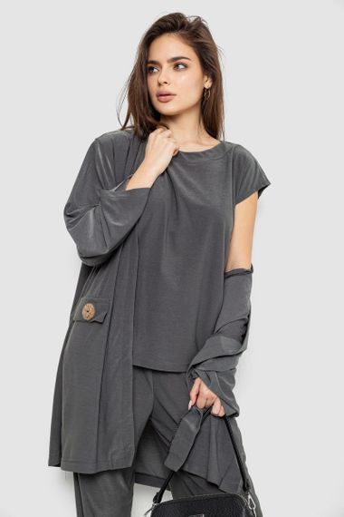 Костюм жіночий трійка класичний, колір хакі, 167R0120 | Зображення 5