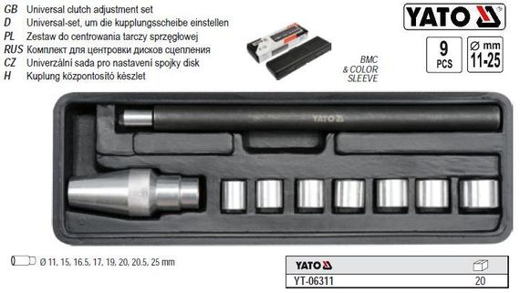 Набор для центрирования дисков сцепления YATO Польща Ø=11-25 9 штук YT-06311