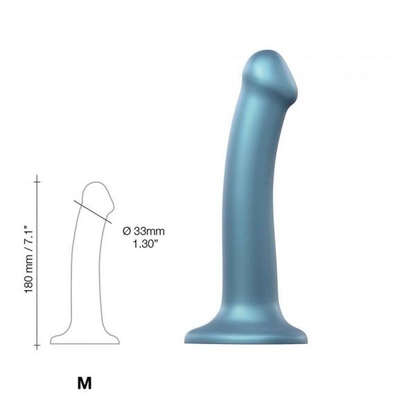 Насадка для страпону Strap-On-Me Mono Density Dildo M Blue, діам. 3,3 см, одношаровий силікон, гнучк | Зображення 3