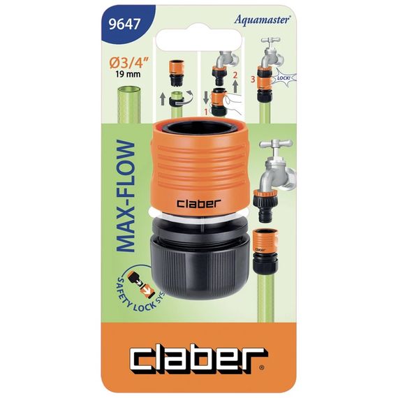Конектор для поливального шлангу 3/4" з системою "Aquastop" Claber 9647 | Зображення 1