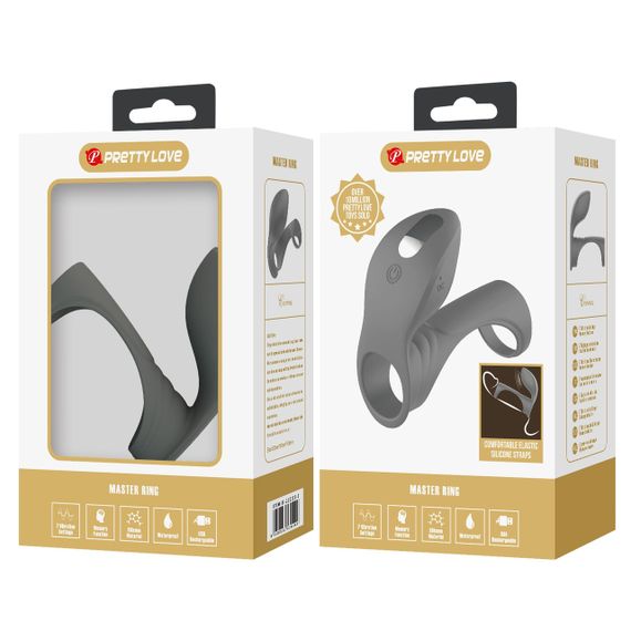 Насадка з вібрацією Pretty Love — MASTER RING GRAY, BI-210199-1 sexstyle | Зображення 9