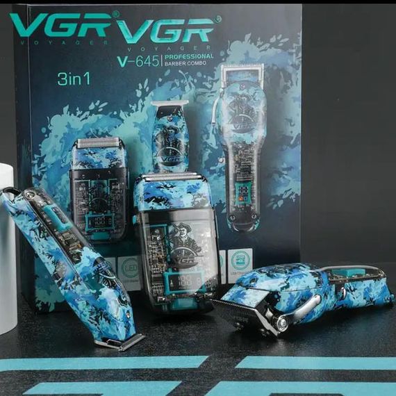 Професійний Набір 3в1 Professional Set VGR V-645 тример, машинка для стрижки волосся та електробритва | Зображення 2