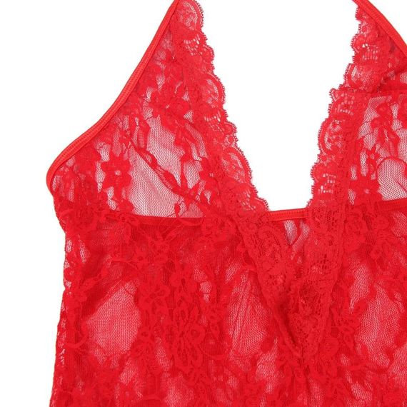 Боді з панчохами Star Night мереживне, напівпрозоре, червоний, ХL sexstyle | Зображення 6