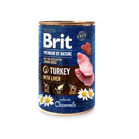 Вологий корм для цуценят та молодих собак Brit Premium By Nature Turkey with Liver 400 г (індичка)