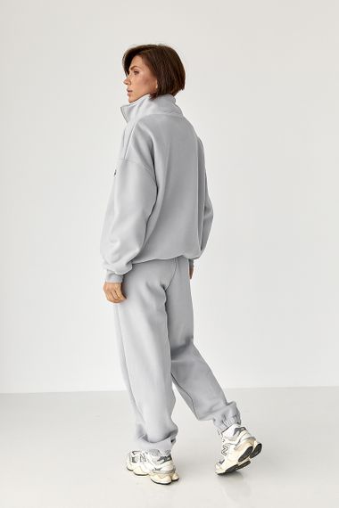 Утеплений спортивний костюм зі світшотом та джогерами - сірий цвет, L (є розміри) | Зображення 1