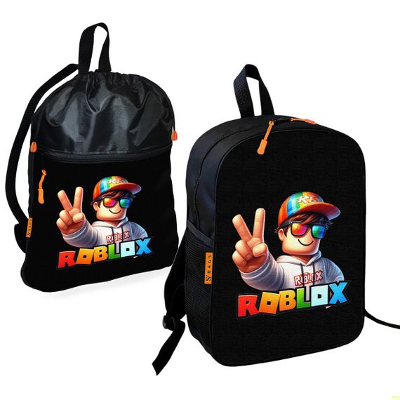 Школьный рюкзак детский Роблокс / Roblox + Сумка для обуви спортивной формы рюкзак-мешок мальчику (01827)