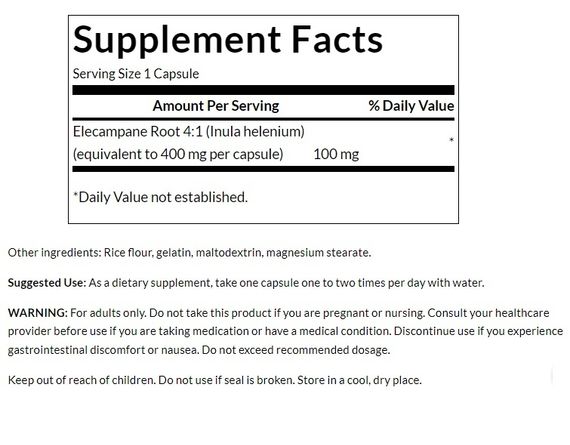 Корень девясила Swanson Elecampane Root 4:1 Extract 100 mg 60 Caps | Зображення 1