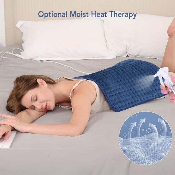 Електрична грілка CURECURE 50x60 см із автоматичним вимкненням, 5 рівнів нагріву, для спини, шиї та плечей, бавовна, синя | Зображення 6