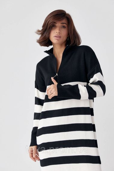 В'язане плаття oversize в смужку колір чорний FL_000893 | Зображення 2
