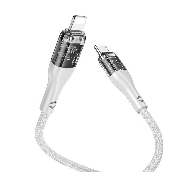 Кабель для зарядки телефона. USB Hoco U115 Transparent PD20W With Display Type-C to Lightning 1.2m | Зображення 5