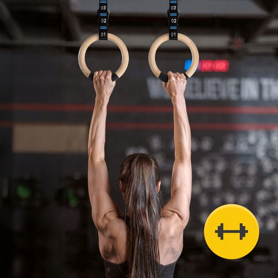 Гімнастичні кільця 4FIZJO дерев'яні, регульовані Black/Blue (P-5905973402743) | Зображення 7