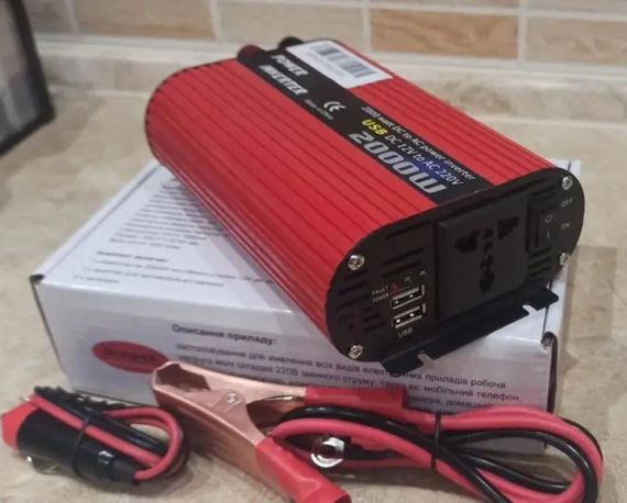 Преобразователь напряжения автомобильный инвертор Power Inverter Wimpex WX-2000W 12v/220v/2USB | Зображення 3