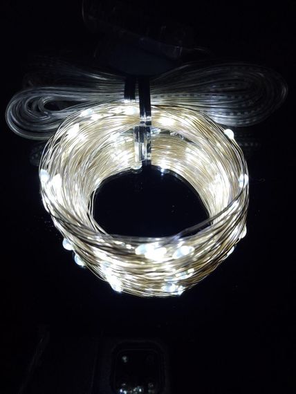 Гирлянда от USB "светодиодные капли" 10м, 100LED, холодный белый, 8 режимов + пульт | Зображення 1