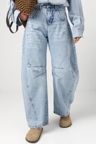 Джинси жіночі  baggy з рваним ефектом - блакитний цвет, 36р (є розміри)