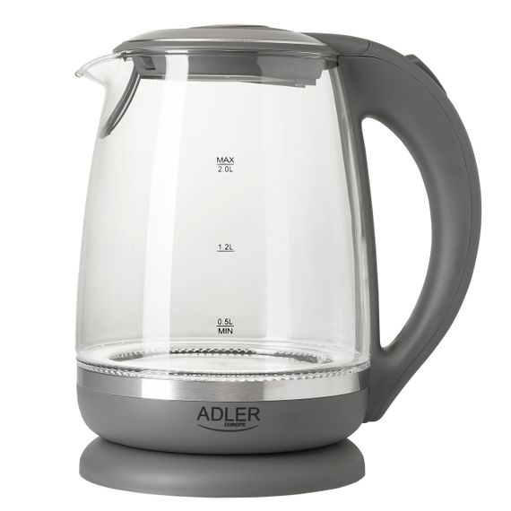 Електрочайник скляний Adler AD 1286, 2 л, 2200 Вт, з підсвіткою | Зображення 1