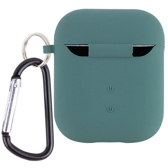 Силиконовый футляр с микрофиброй для наушников Airpods 1/2 Зеленый / Pine green | Зображення 1