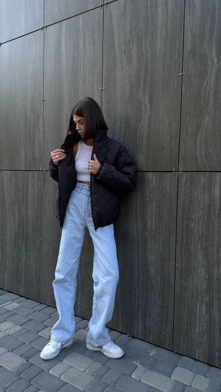 Стегана куртка на силіконі 200 підкладка с основи універсальний 46 чорний | Зображення 2