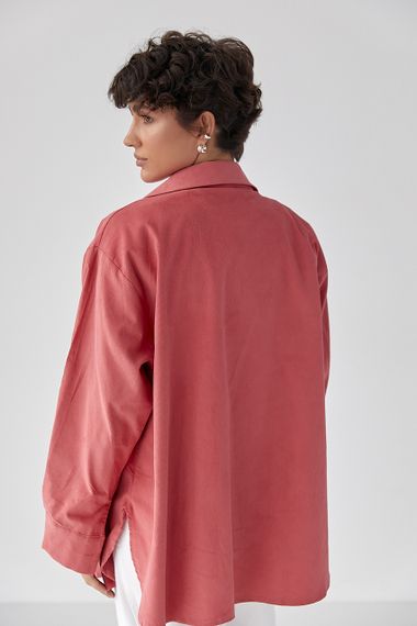 Вельветова класична сорочка - рожевий цвет, ONE SIZE (є розміри) | Зображення 1