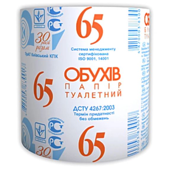 Бумага туалет. рул.ТМ "ОБУХОВ 65"