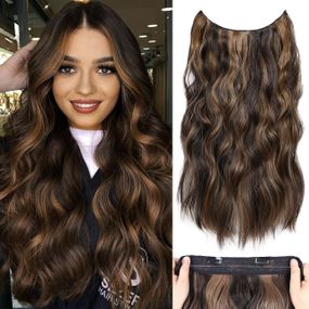 Накладні пасма на невидимій стрічці кліпсах 50см каштанове, волосся для швидкого нарощування коричневе з меліруванням шиньйон