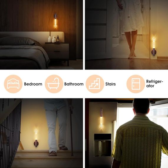 Ночник перезаряжаемый, с  датчиком движения для помещений, теплый белый регулируемый ночник | Зображення 5