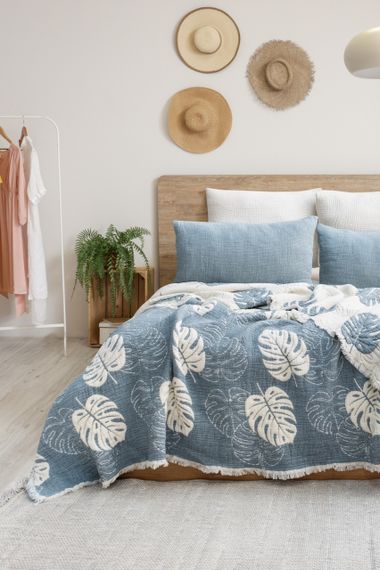 Муслиновое покрывало Saheser Forest 240 х 260 см. Mavi