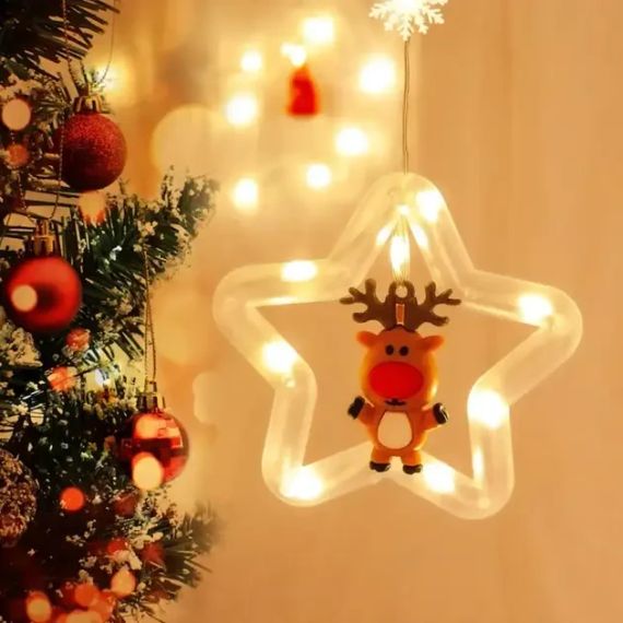 Светодиодная новогодняя гирлянда-штора Cube звезда-круг, теплый цвет (8 режимов) размер 3*0,8 м | Зображення 3